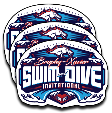 2023 Brophy/Xavier Swim & Dive Invitational Sticker 3-Pack